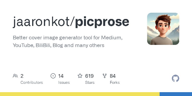 GitHub - jaaronkot/picprose: Better cover image generator tool for Medium, YouTube, BiliBili, Blog and many others