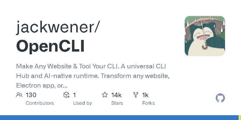 GitHub - jackwener/OpenCLI: Make Any Website & Tool Your CLI. A universal CLI Hub and AI-native runtime. Transform any website…