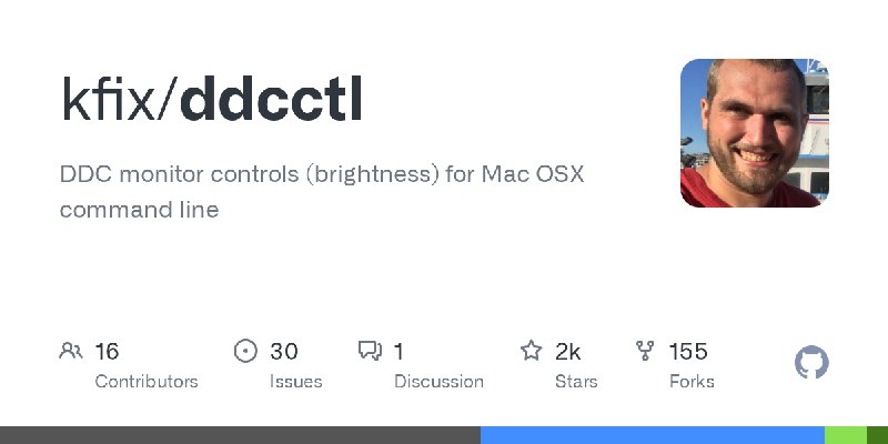 GitHub - kfix/ddcctl: DDC monitor controls (brightness) for Mac OSX command line