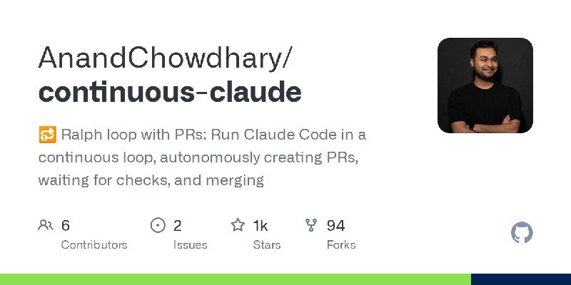 GitHub - AnandChowdhary/continuous-claude: 🔂 Ralph loop with PRs: Run Claude Code in a continuous loop, autonomously creating PRs…