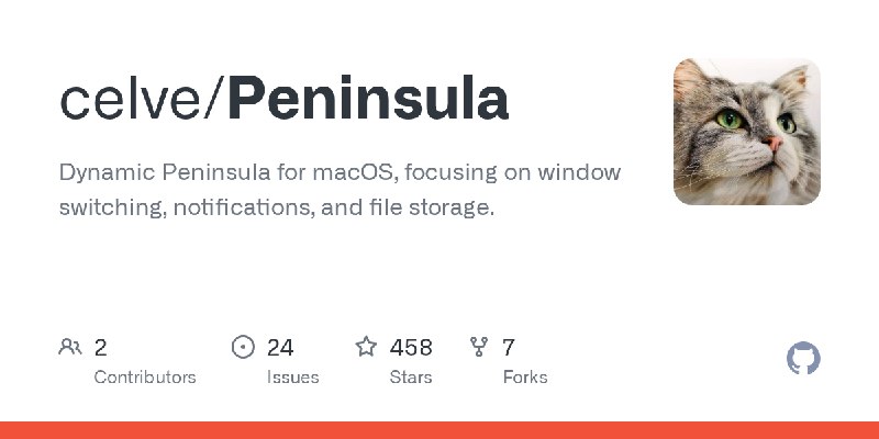 GitHub - celve/Peninsula: Dynamic Peninsula for macOS, focusing on window switching, notifications, and file storage.