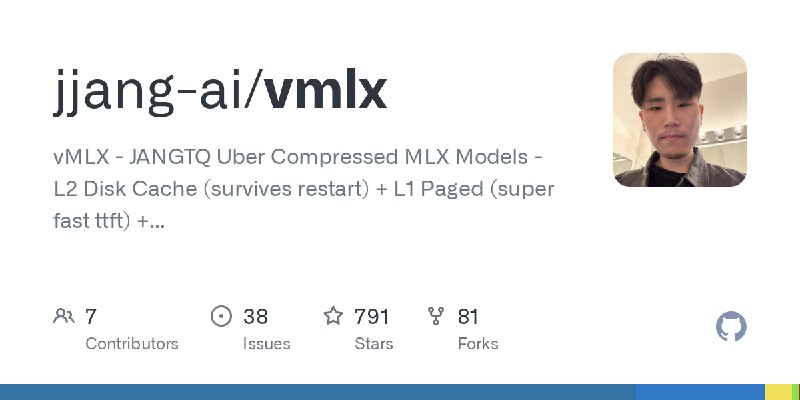 GitHub - jjang-ai/vmlx: vMLX - JANGTQ Uber Compressed MLX Models - L2 Disk Cache (survives restart) + L1 Paged (super fast ttft)…