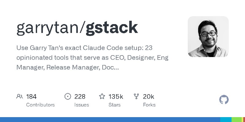 GitHub - garrytan/gstack: Use Garry Tan's exact Claude Code setup: 23 opinionated tools that serve as CEO, Designer, Eng Manager…