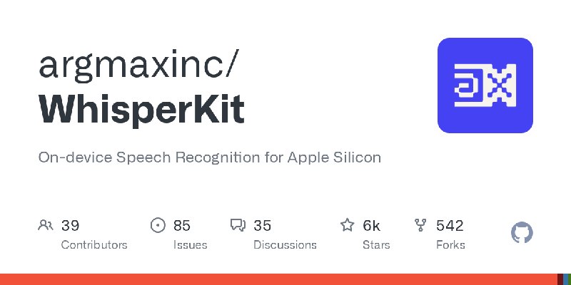 GitHub - argmaxinc/WhisperKit: On-device Speech Recognition for Apple Silicon