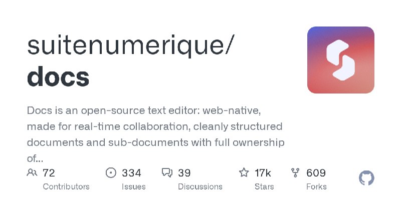 GitHub - suitenumerique/docs: Docs is an open-source text editor: web-native, made for real-time collaboration, cleanly structured…